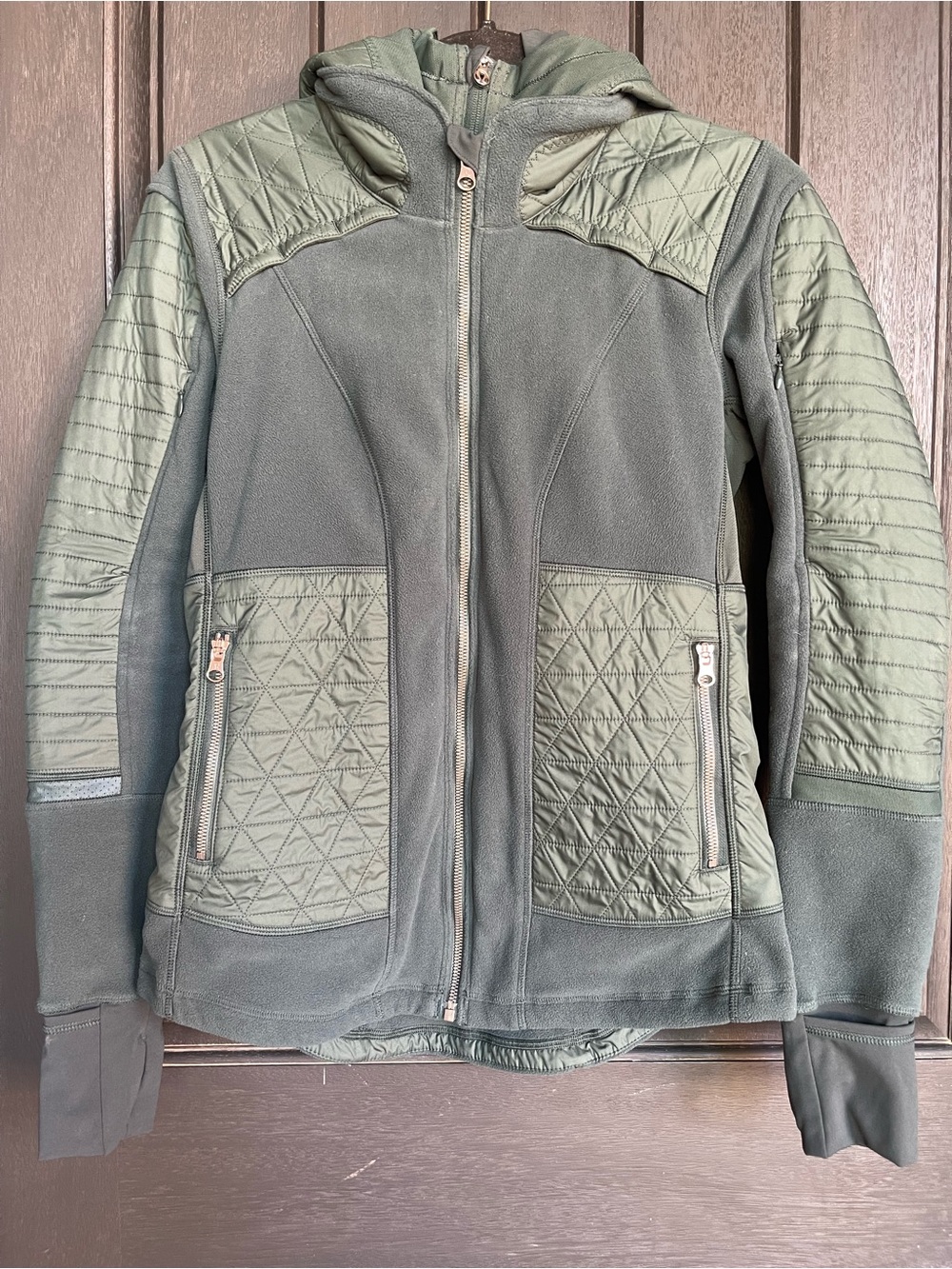 🦄 RARE Lululemon Fleecy Keen Jacket III Dark Fuel / Fuel Green Size 8 - Picture 10 of 10